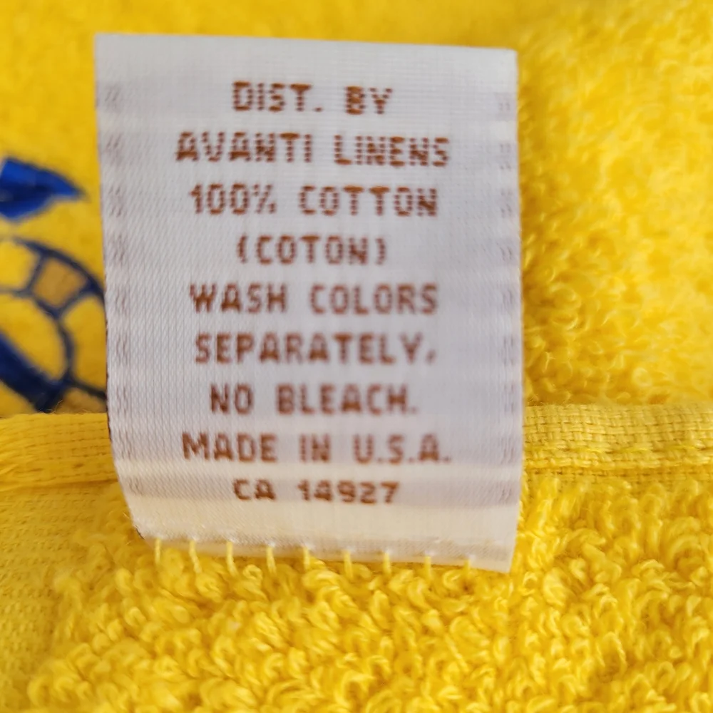 Vintage Avanti Yellow Nautical Hand Tip Towel NOS/NWT